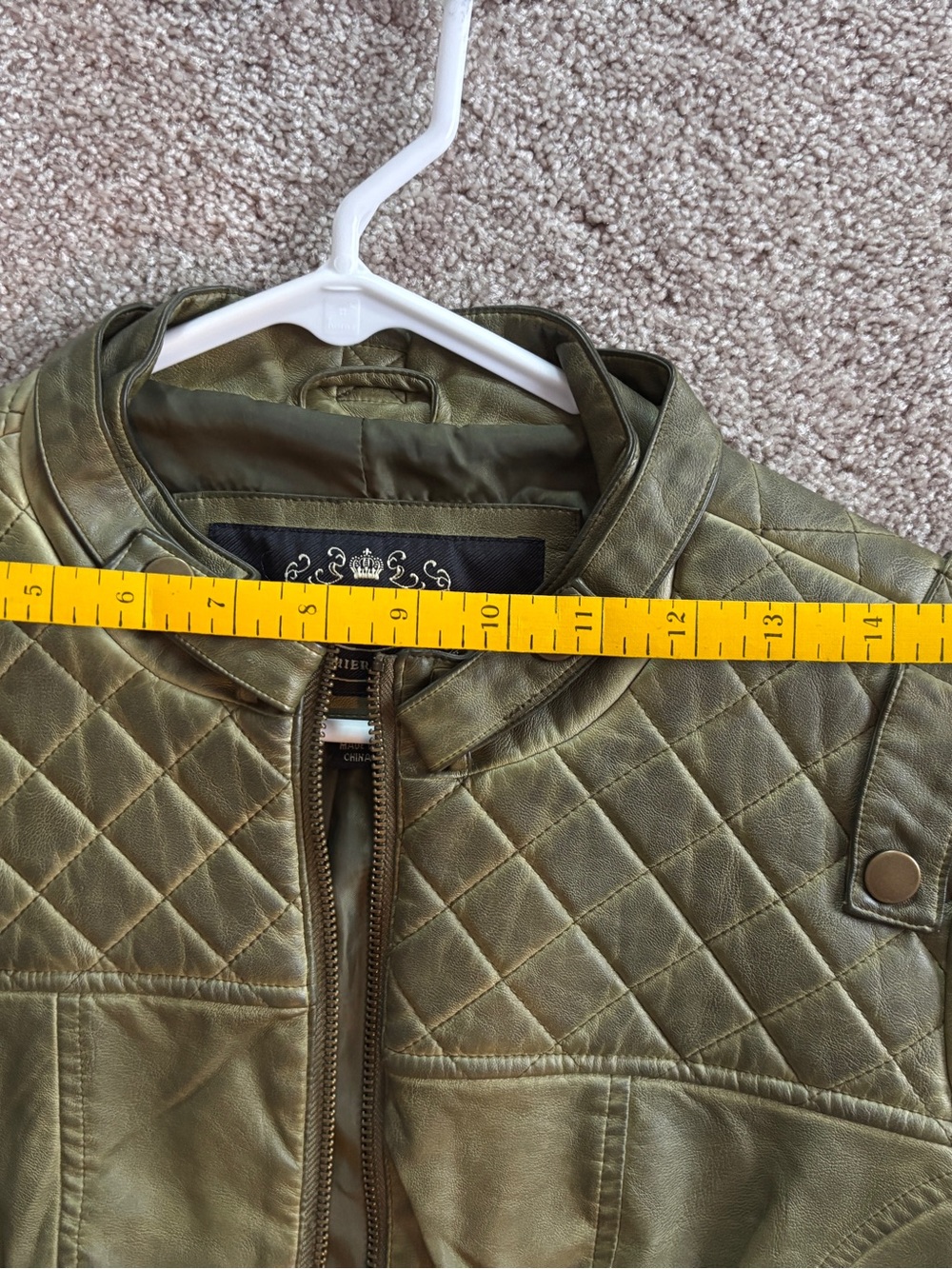 blanc noir Olive Quilted Faux Leather Moto Jacket - Picture 8 of 12